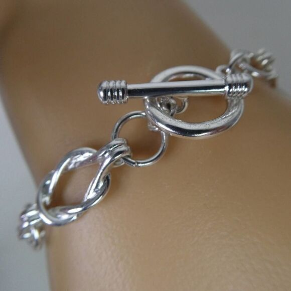 Sailor Knot Love Station Toggle Bracelet Silver Tone Nautical Maritime Knotted - Picture 5 of 7